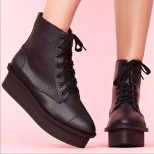 Cheap Monday Platform Boots Black Lace Up Sz 8